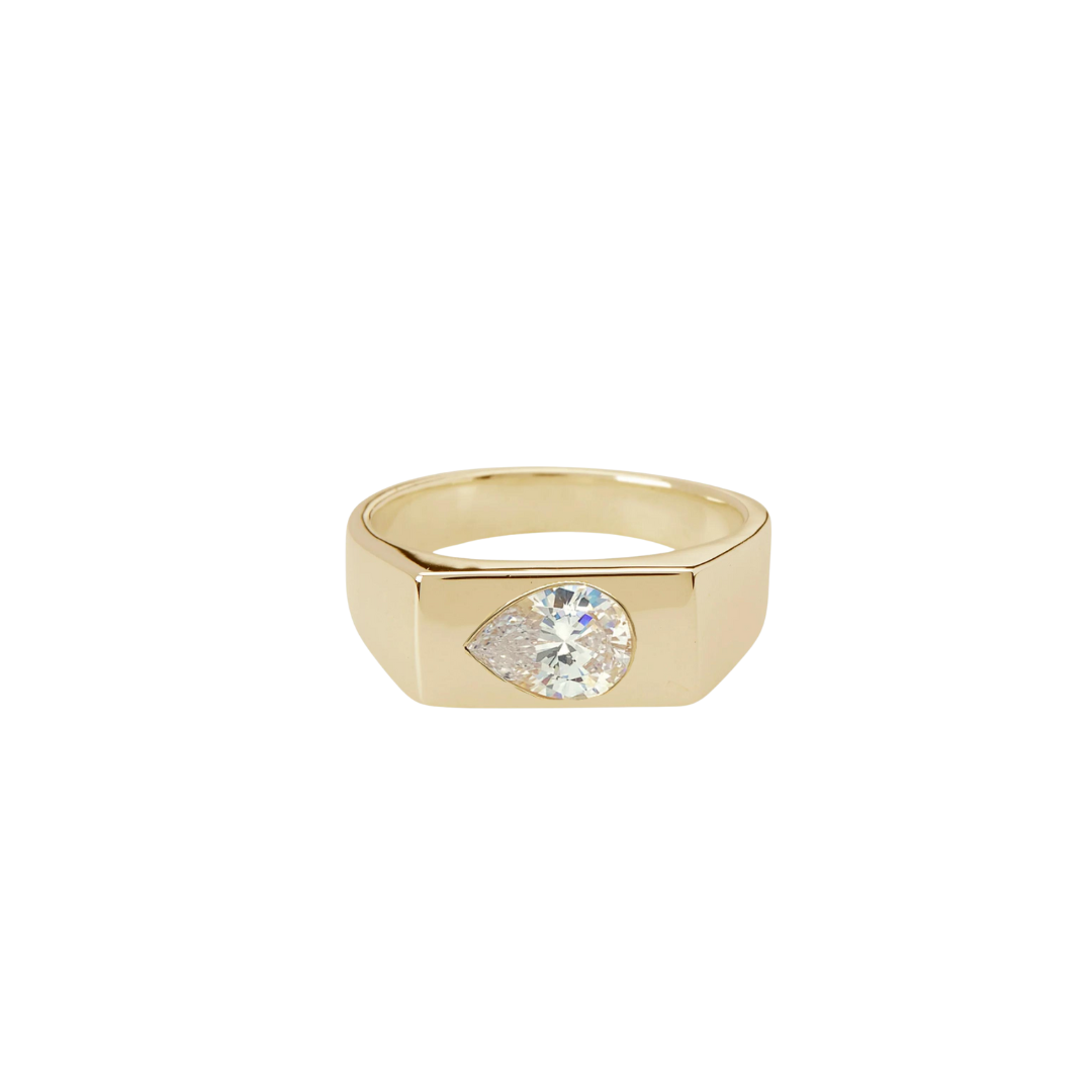 Pear Cut Diamond Signet Ring – Henri Noël