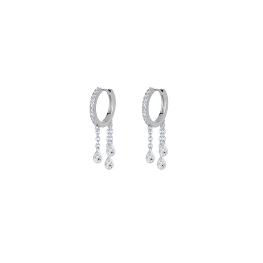 Pear Diamond Fringe Huggies – Henri Noël