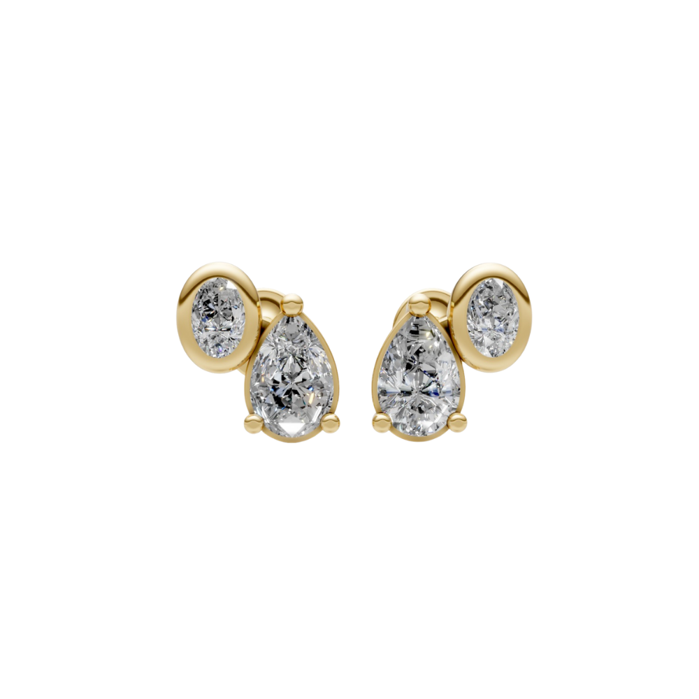 Pear and Bezel Oval Diamond Studs – Henri Noël