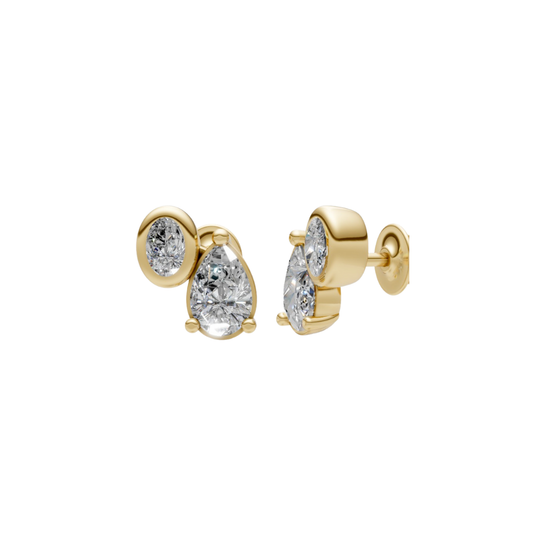 Pear and Bezel Oval Diamond Studs – Henri Noël