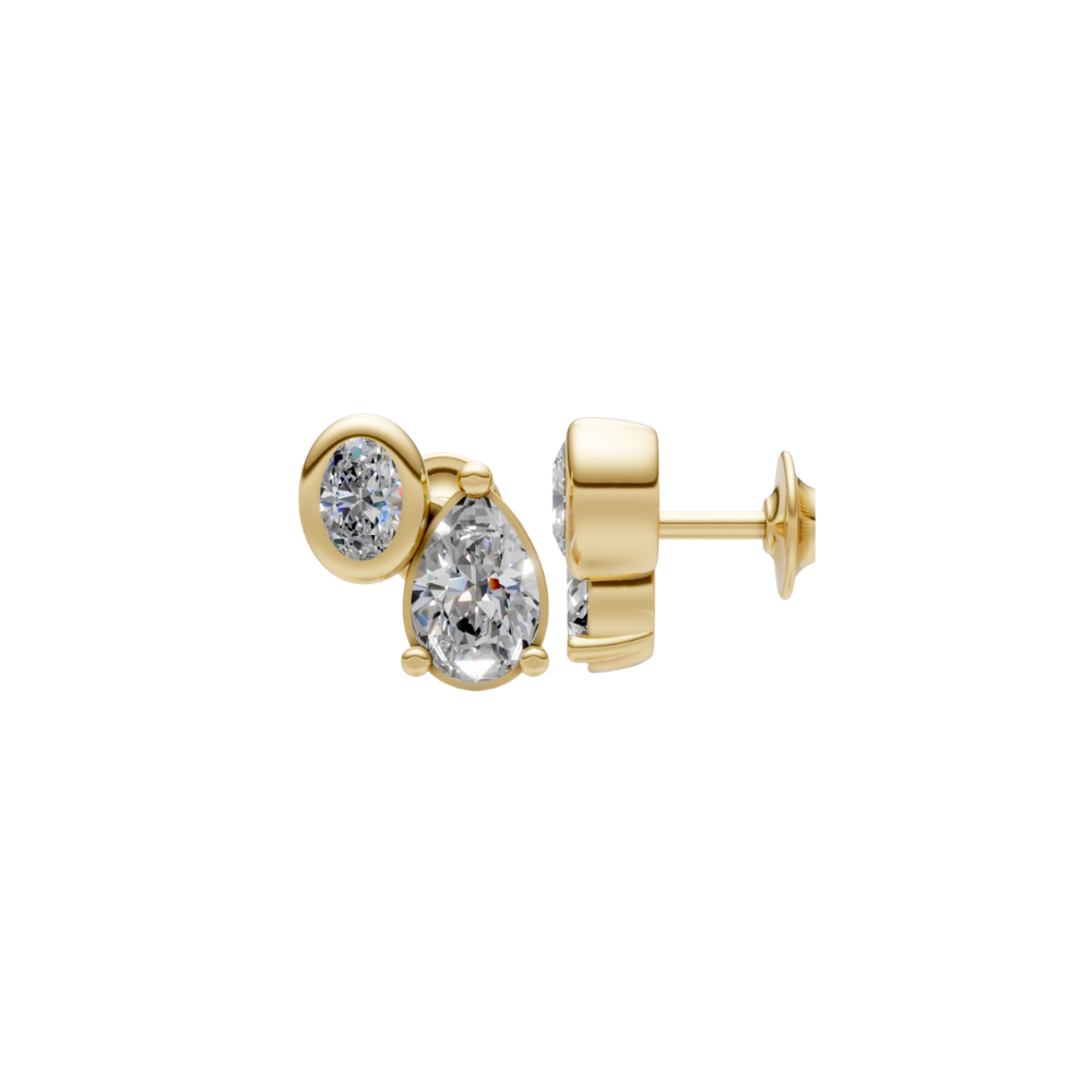 Pear and Bezel Oval Diamond Studs – Henri Noël
