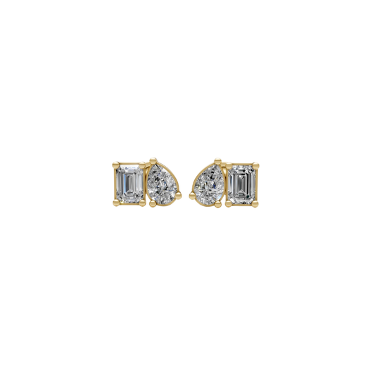 Pear and Emerald Studs – Henri Noël