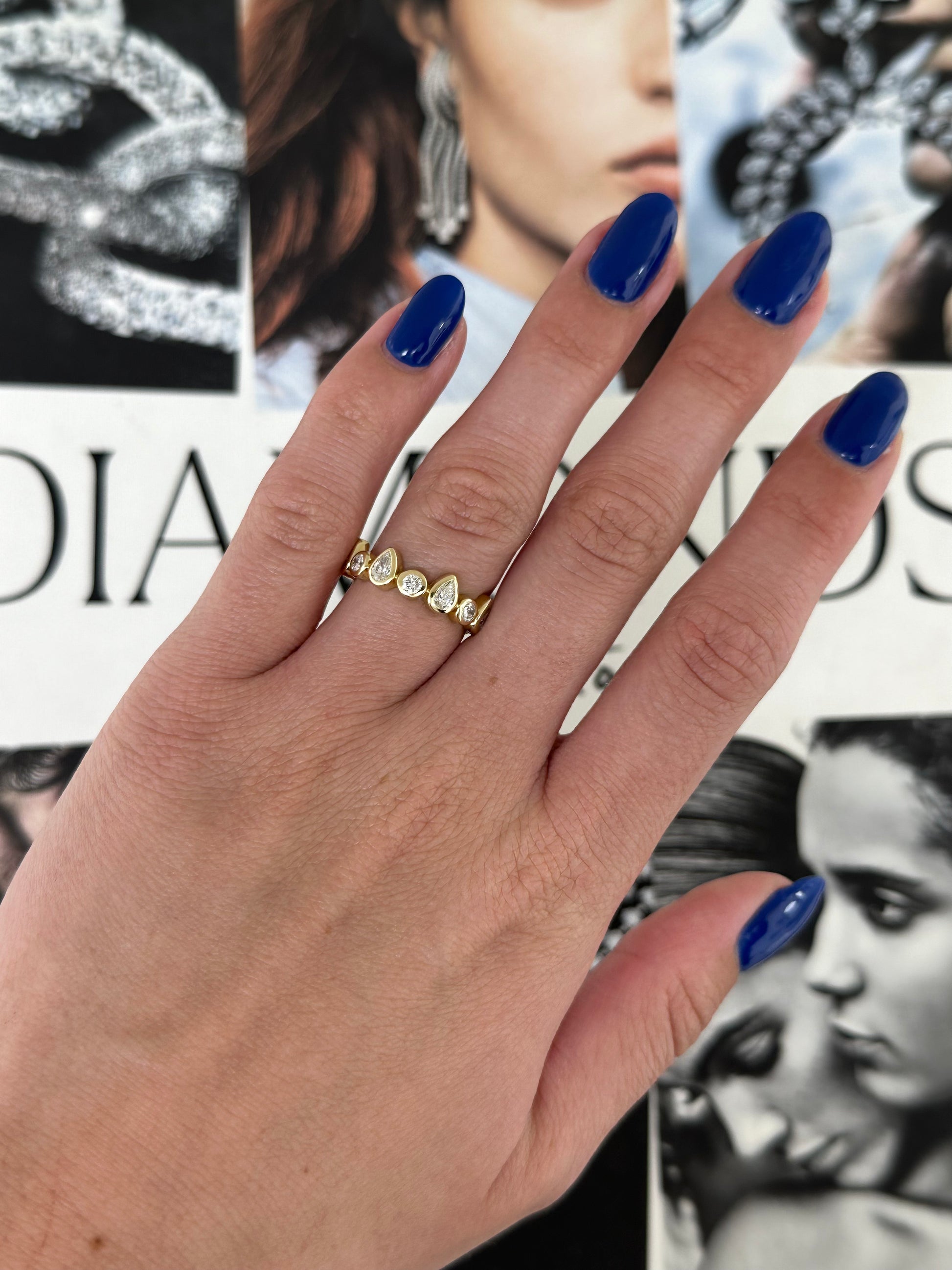 Pear and Round Diamond Bezel Eternity Band – Henri Noël