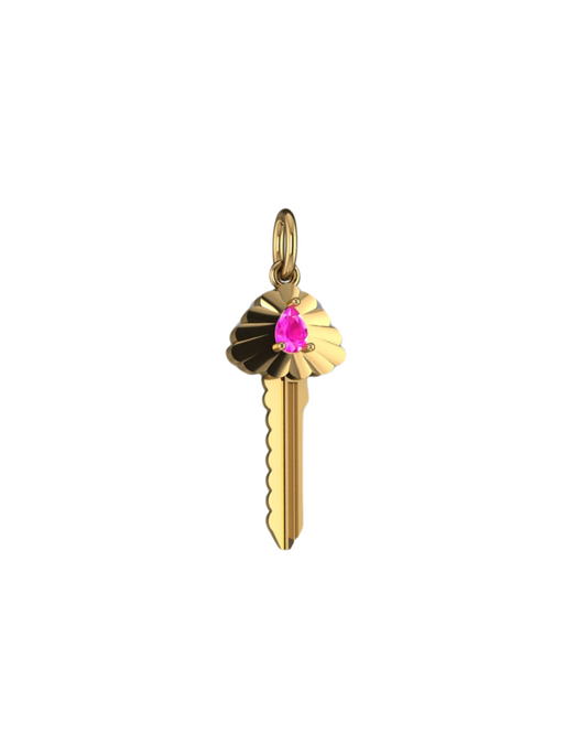 Pink Tourmaline Pear Scalloped Key Pendant – Henri Noël
