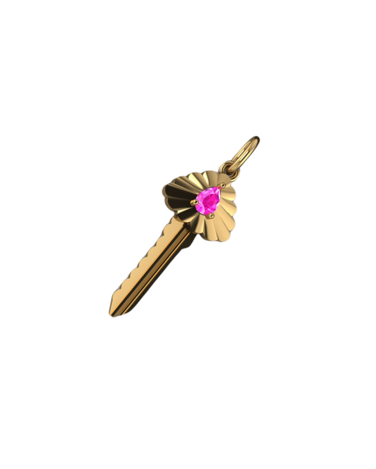 Pink Tourmaline Pear Scalloped Key Pendant – Henri Noël