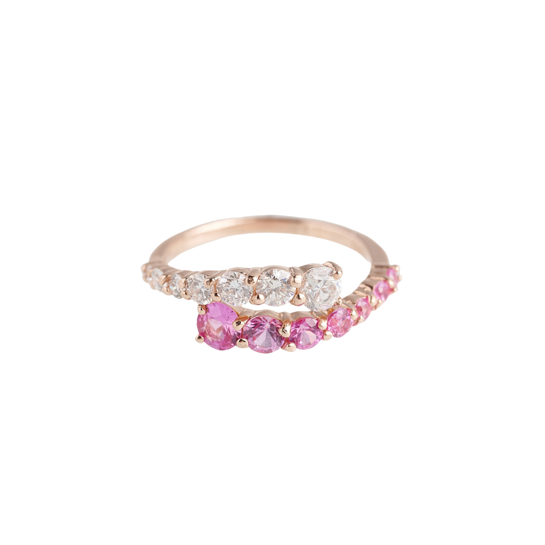 Pippa Graduated Pink Sapphire & Diamond Ring – Henri Noël