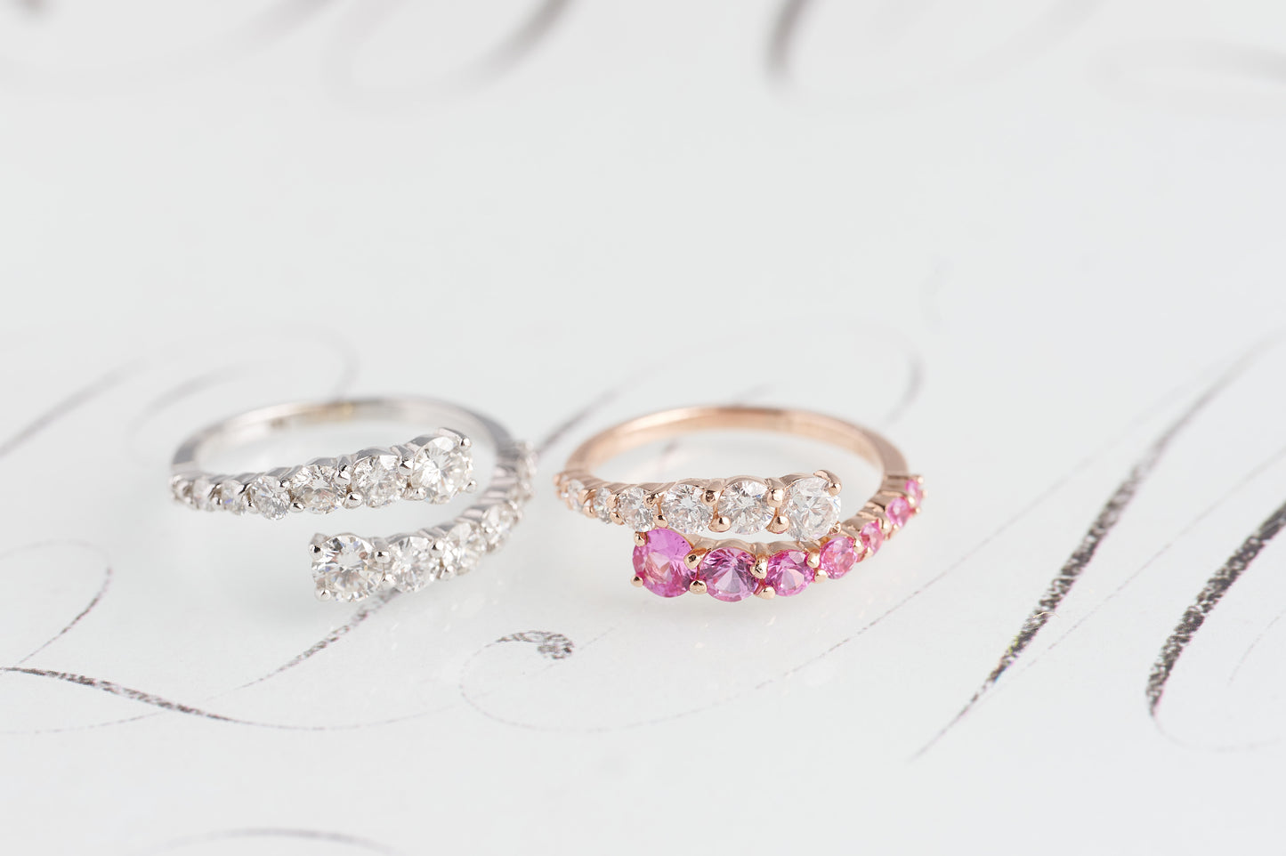 Pippa Graduated Pink Sapphire & Diamond Ring – Henri Noël
