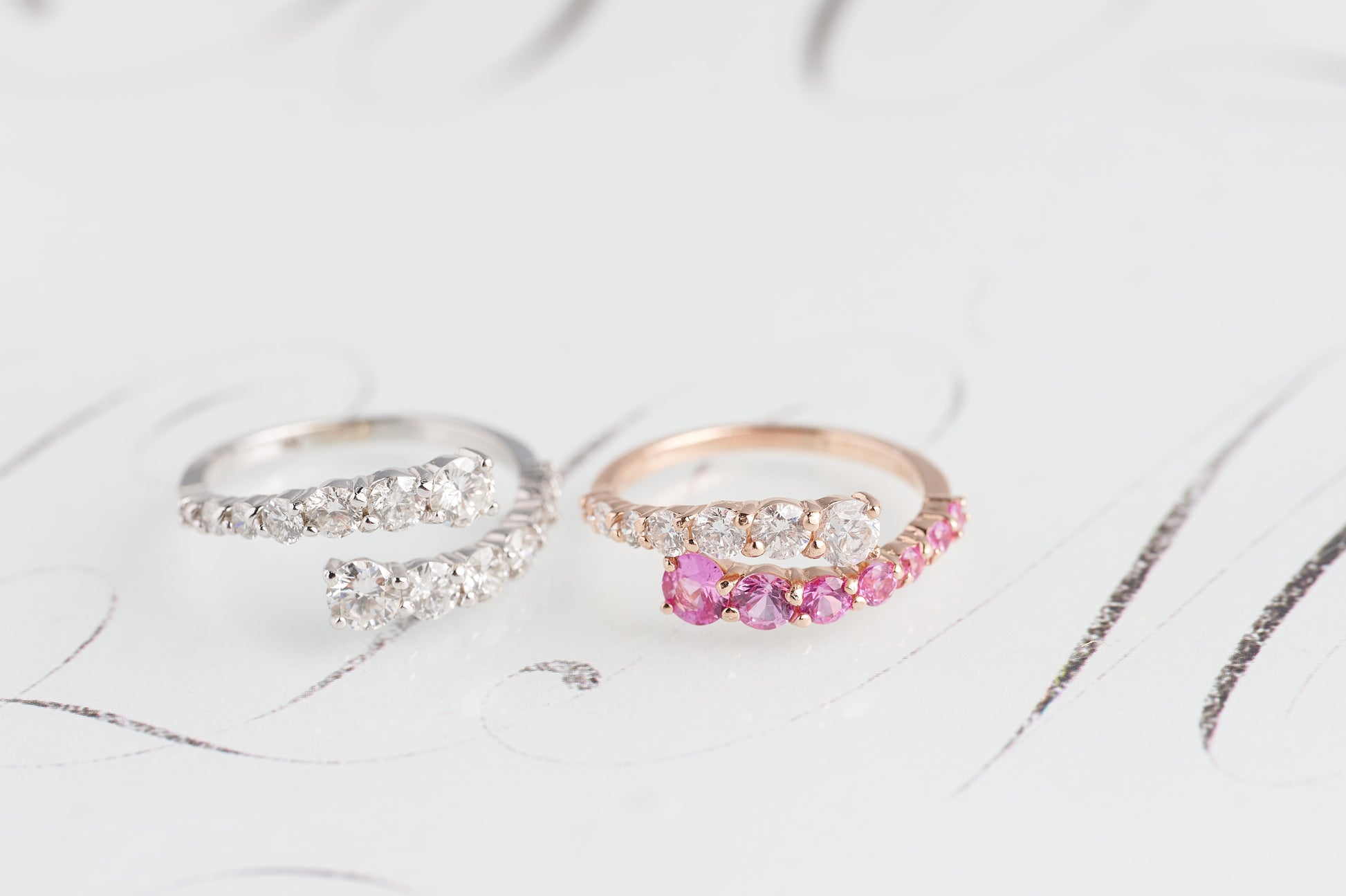 Pippa Graduated Pink Sapphire & Diamond Ring – Henri Noël