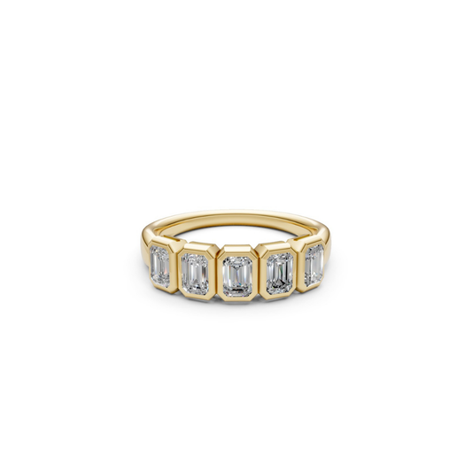 Bezel Diamond Emerald Cut Band