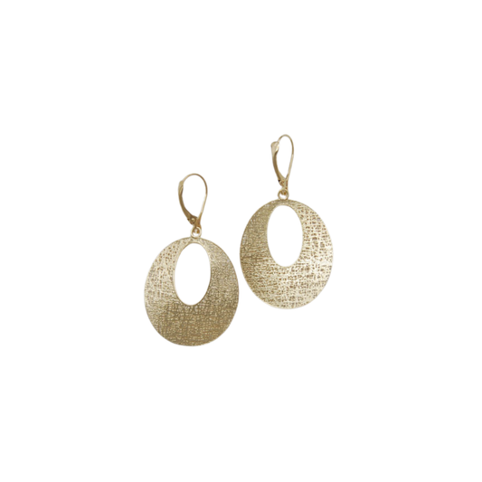 Estate Gold Oval Fan Earrings