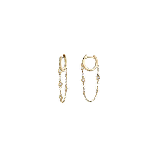Diamond Bezel Chain Earrings