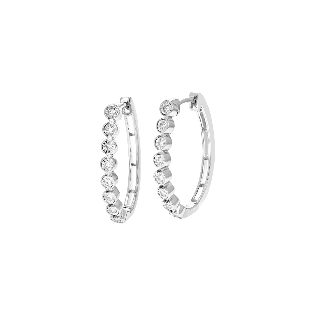 Bezel Diamond Hoops
