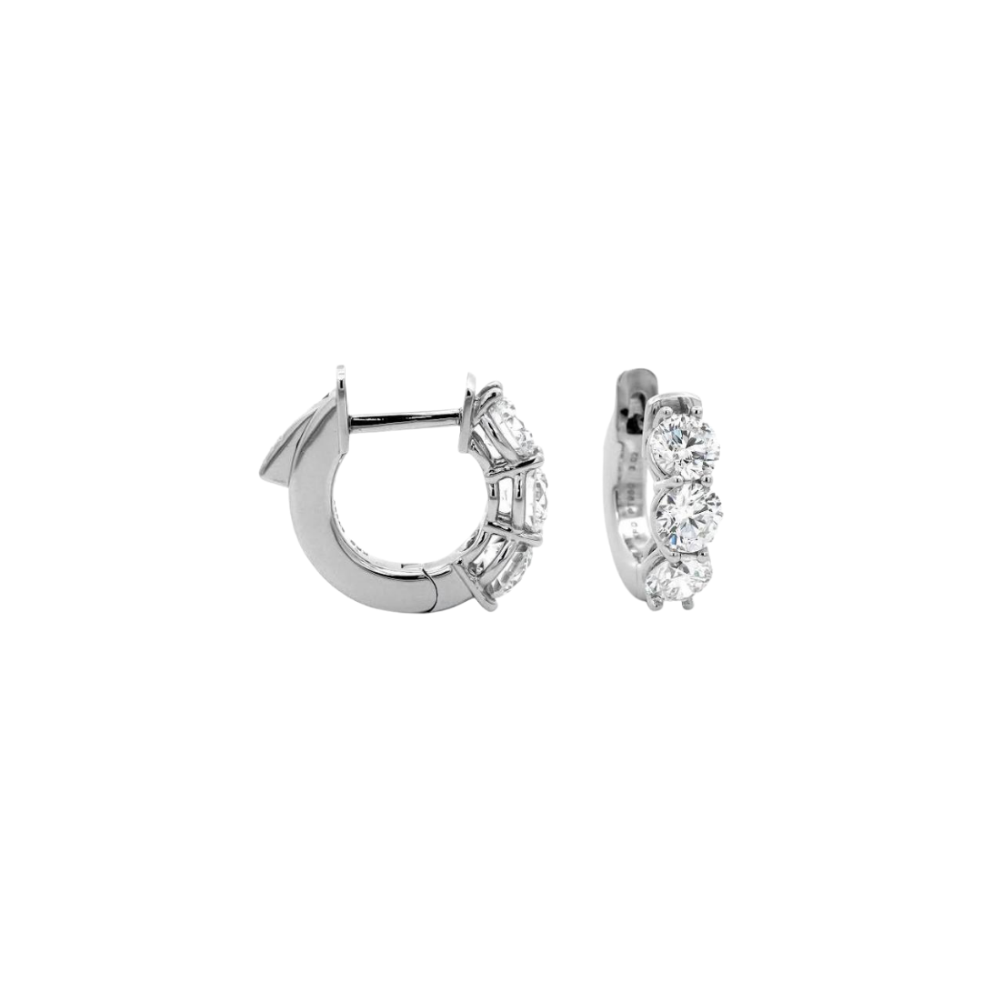 Three Diamond Huggie Hoops