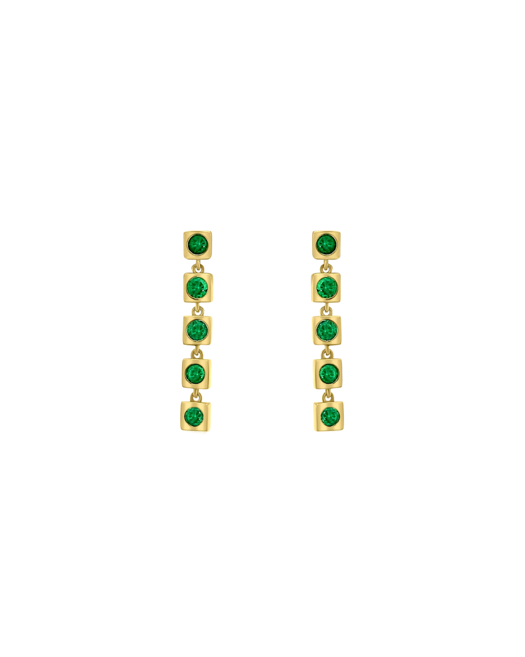 Squared Bezel Emerald Drop Earrings