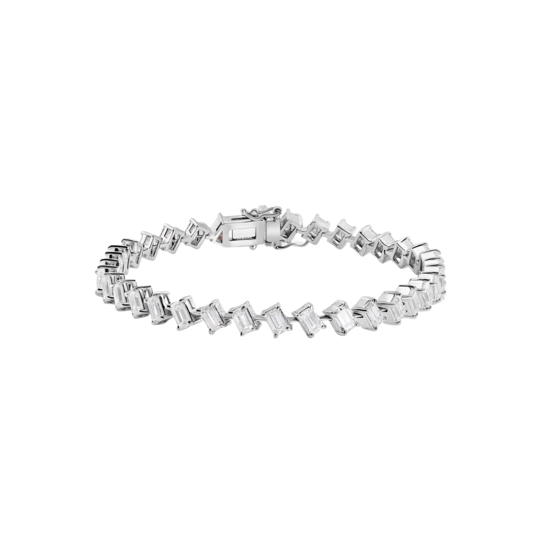 Spaced Emerald Cut Diamond Tennis Bracelet