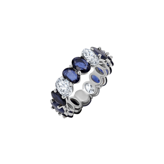 Diamond and Sapphire Oval Eternity Ring