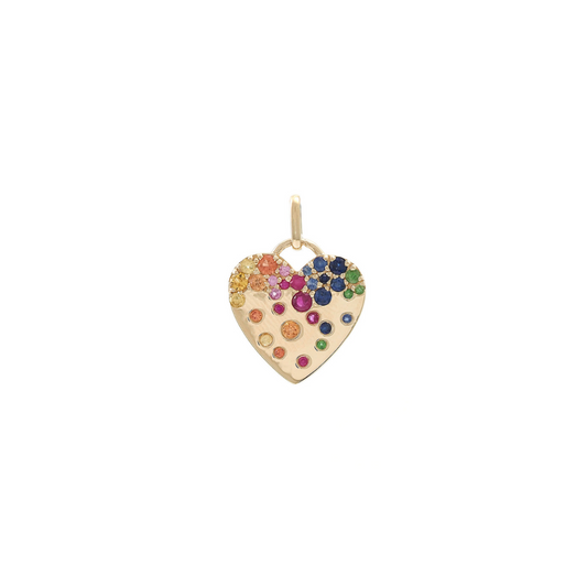 Rainbow Sapphire Heart Pendant