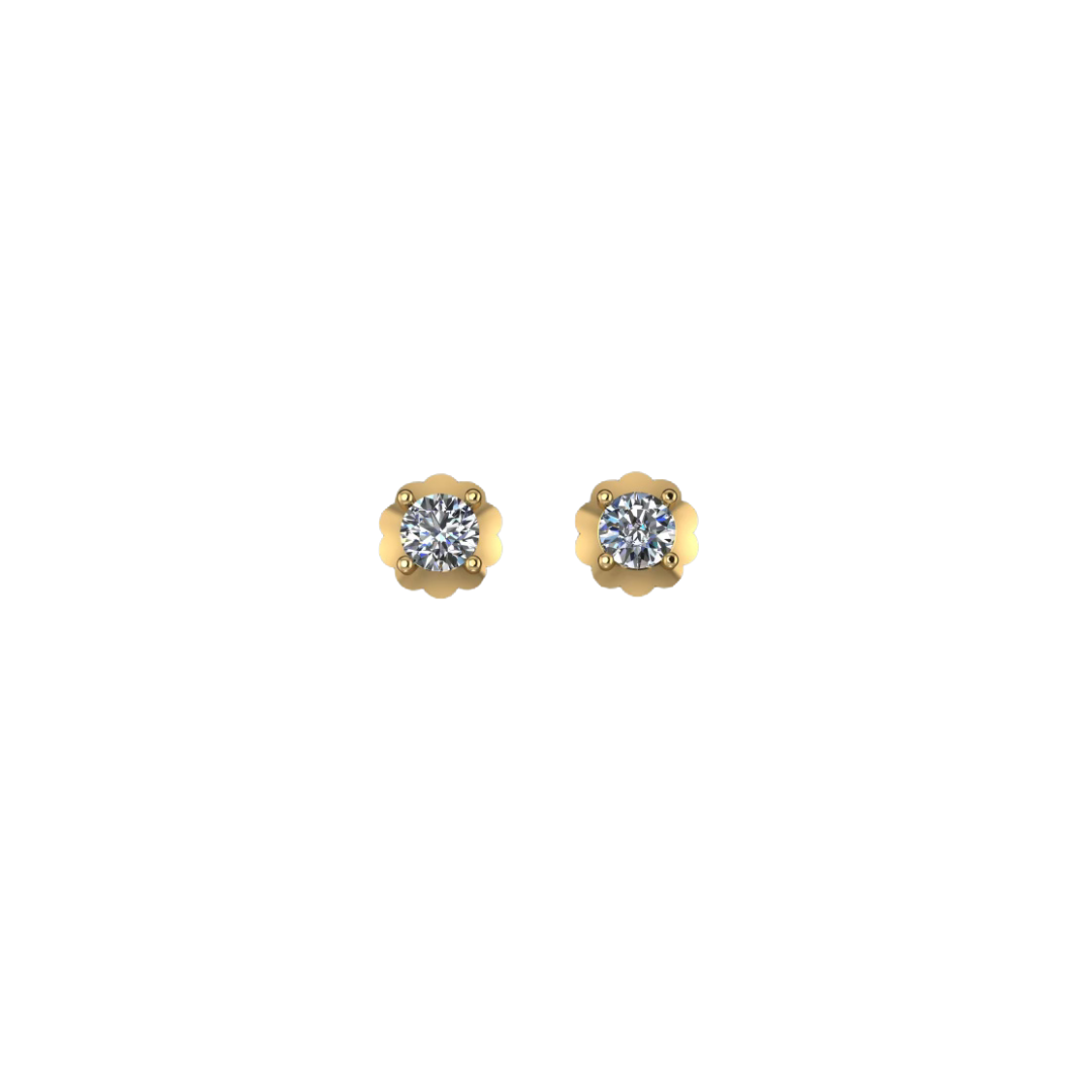 Scalloped Round Diamond Studs