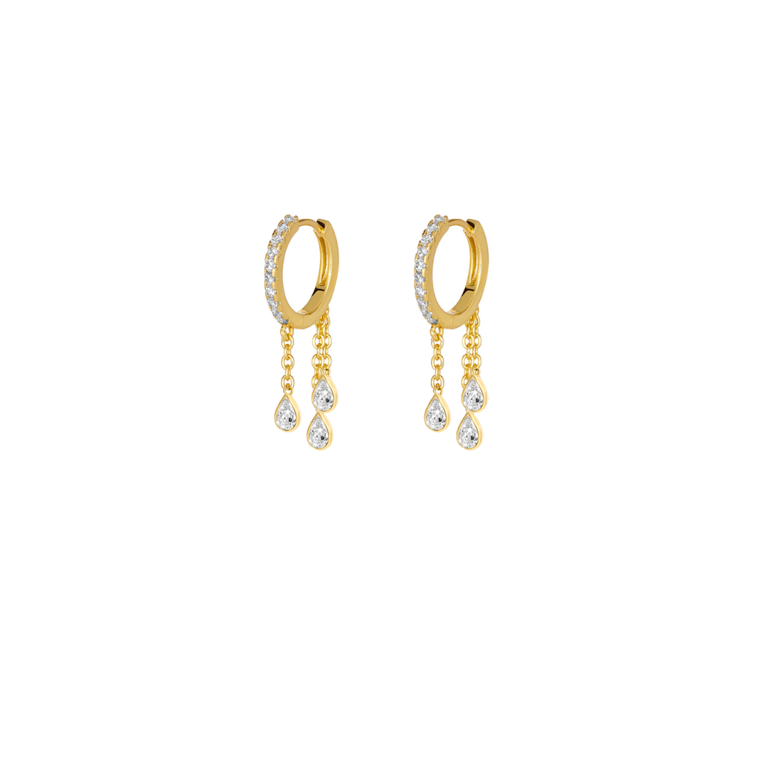 Pear Diamond Fringe Huggies