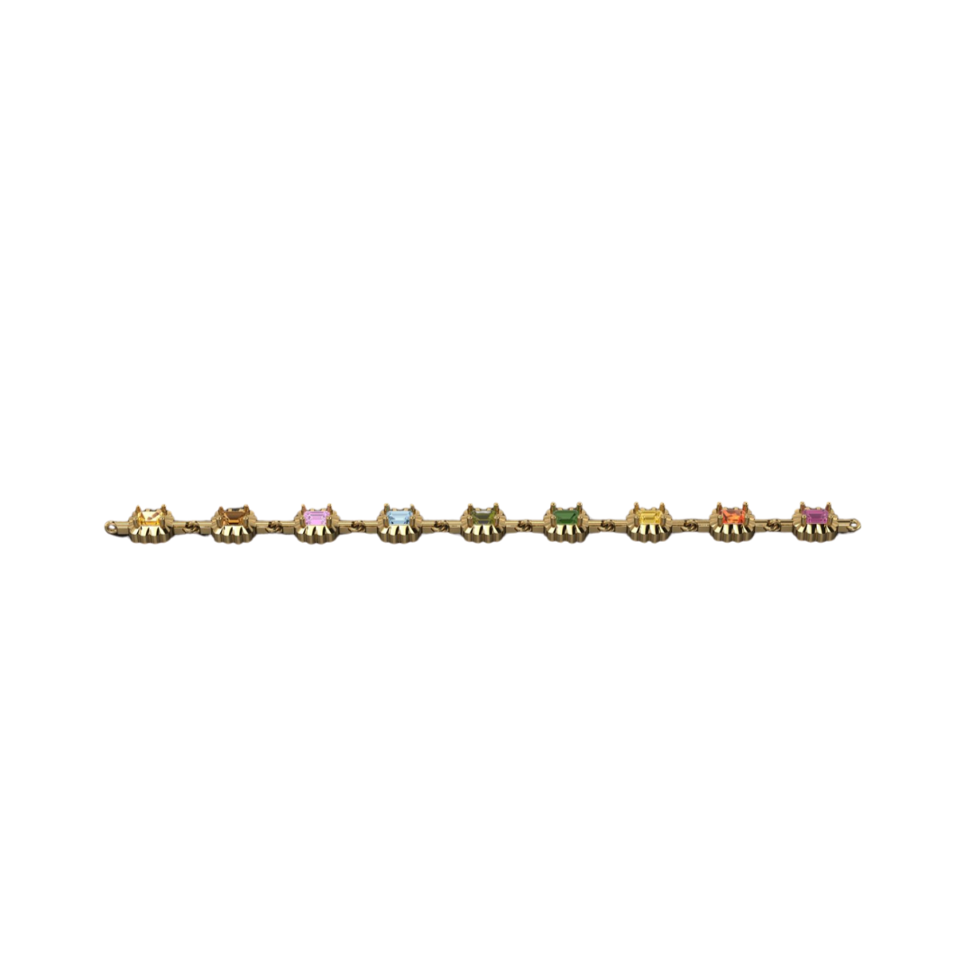 Scalloped Bezel Rainbow Sapphire Bracelet