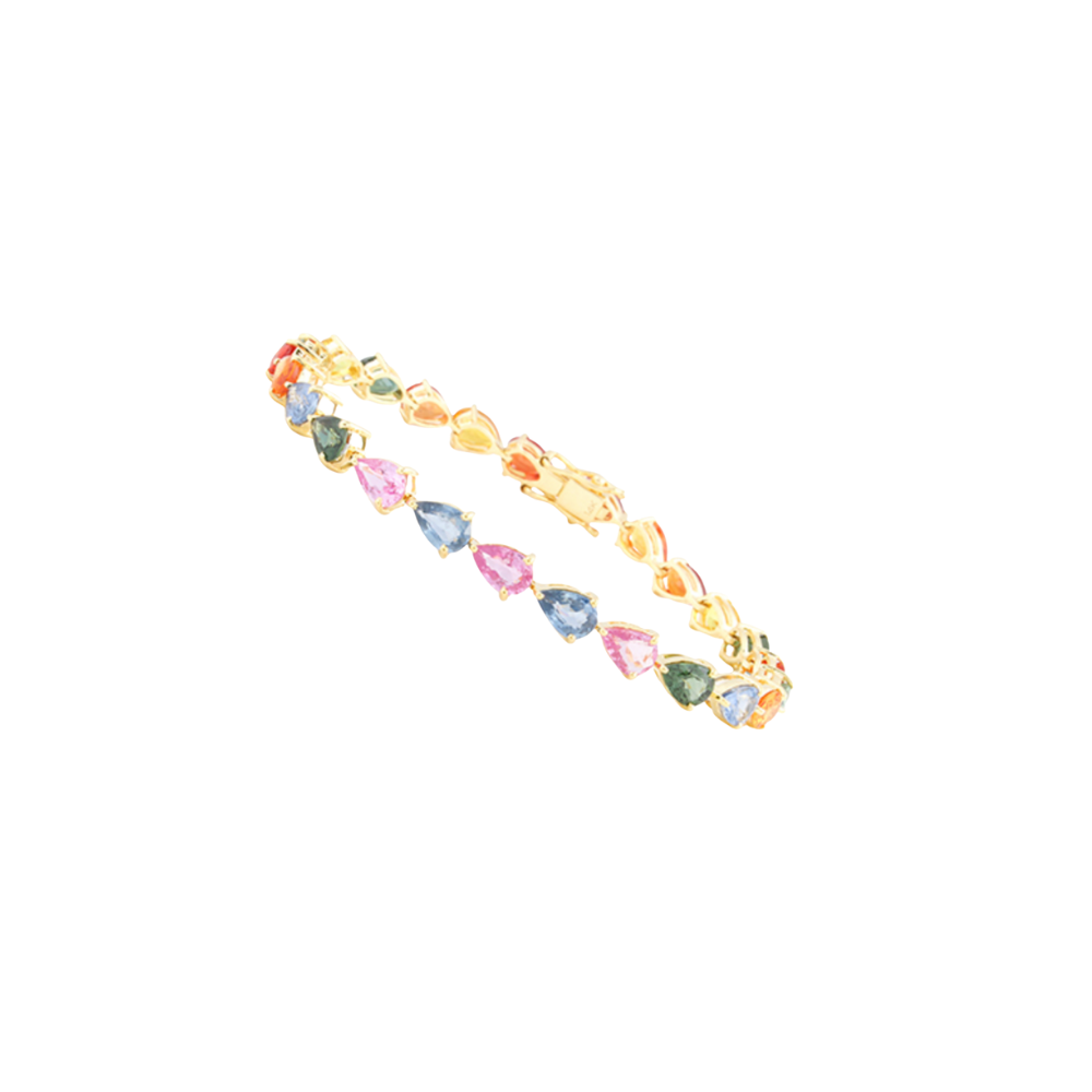 Pear Shaped Rainbow Sapphire Tennis Bracelet – Henri Noël
