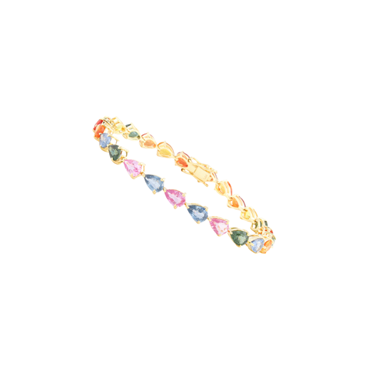Pear Shaped Rainbow Sapphire Tennis Bracelet