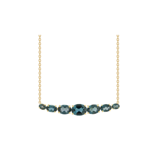 Graduated London Blue Topaz Pendant Necklace
