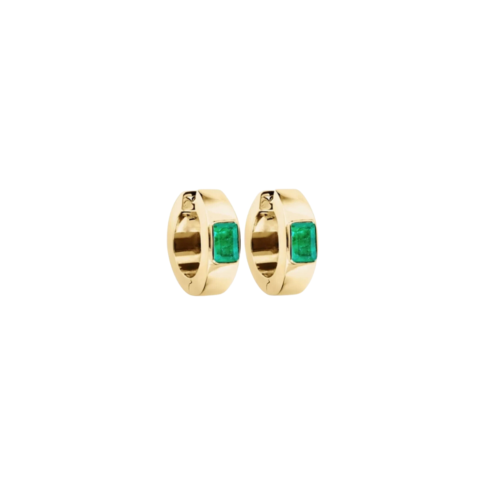 Emerald Bezel Huggies