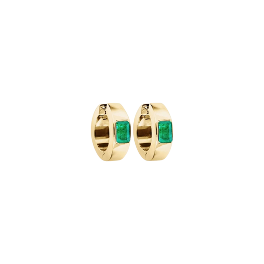 Emerald Bezel Huggies – Henri Noël