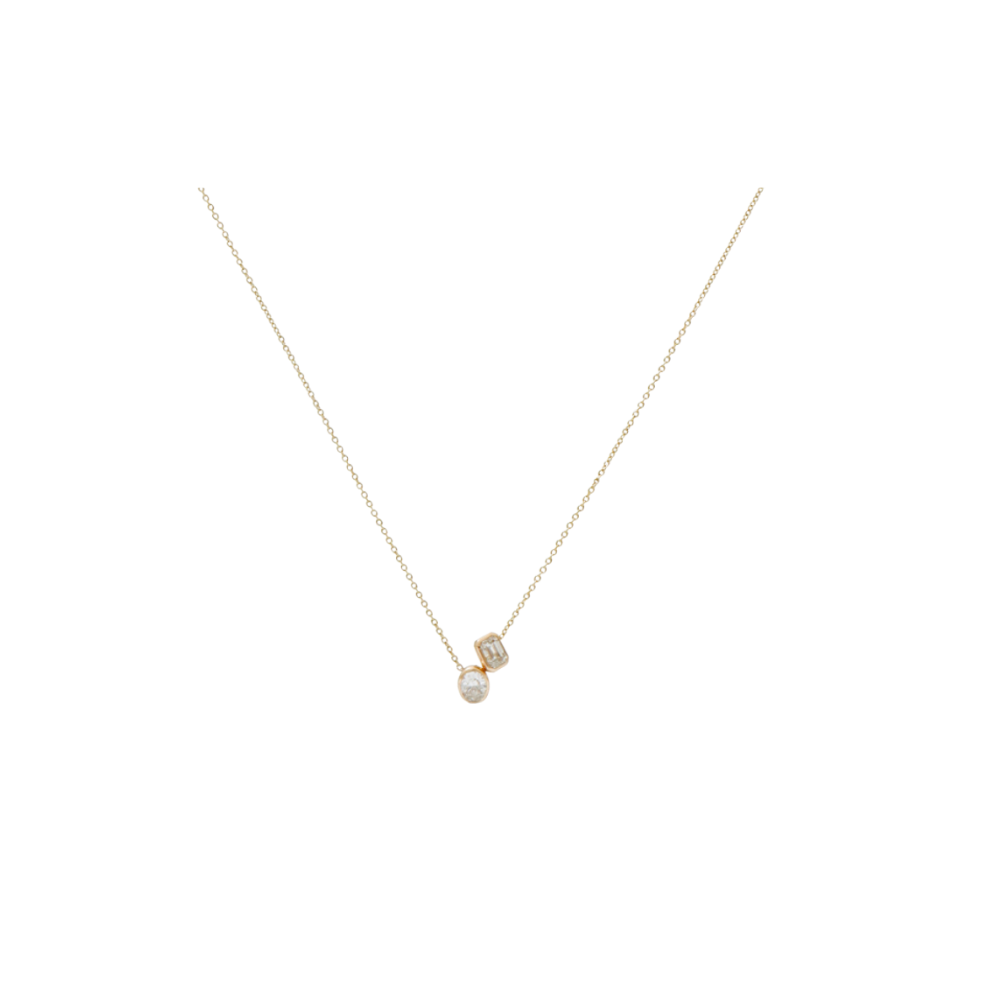 Bezel Emerald and Oval Charm Necklace – Henri Noël