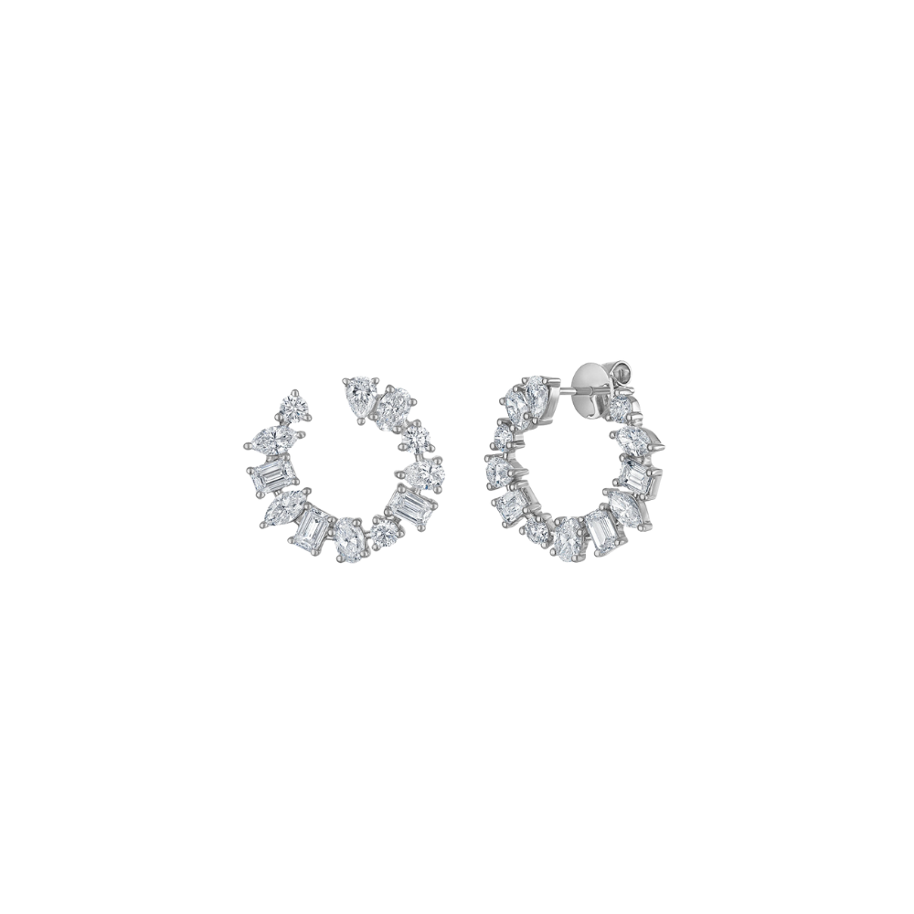Mini Multi Shape Diamond Open Hoops – Henri Noël