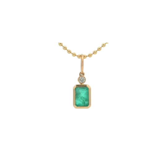 Bezel Emerald and Diamond Charm