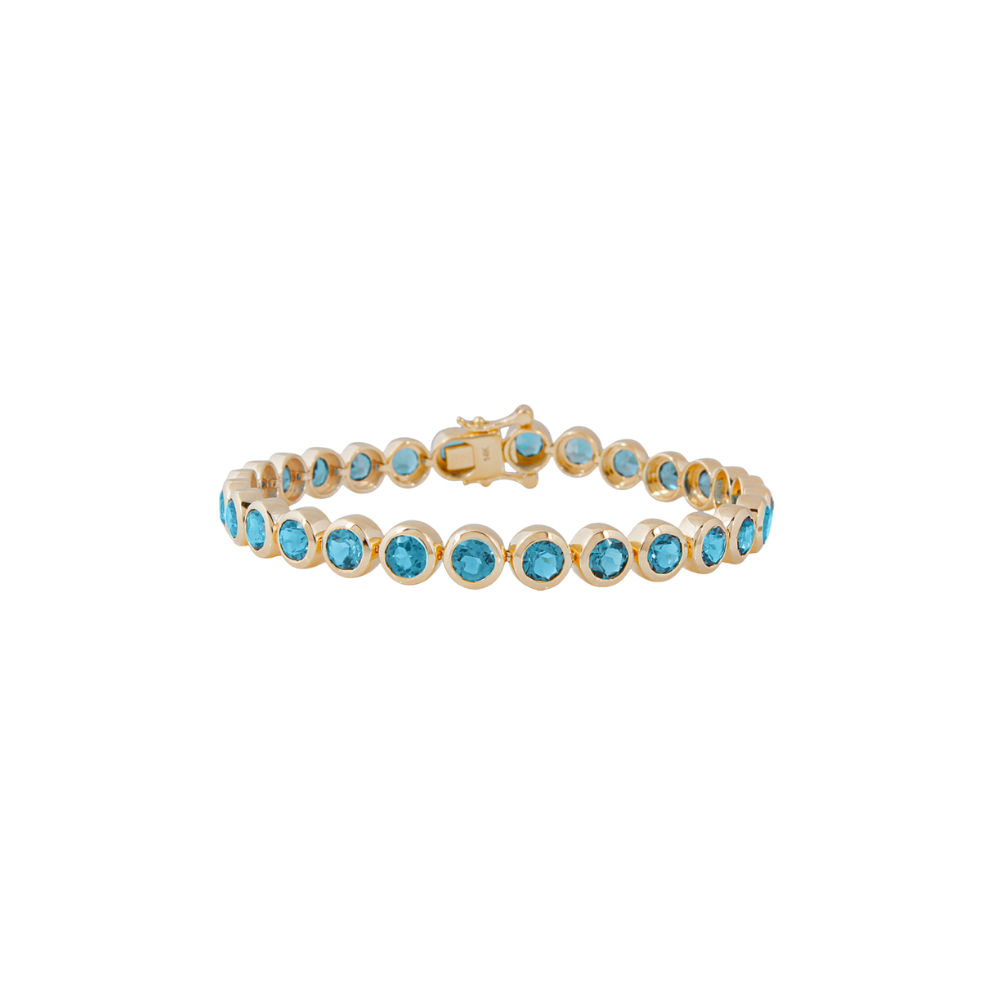 Blue Topaz Bezel Tennis Bracelet