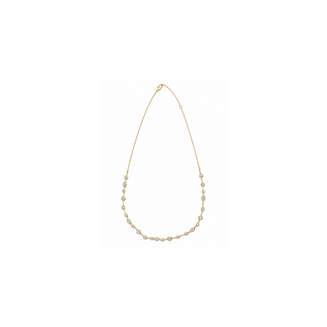 Alternating Pear and Round Diamond Bezel Necklace