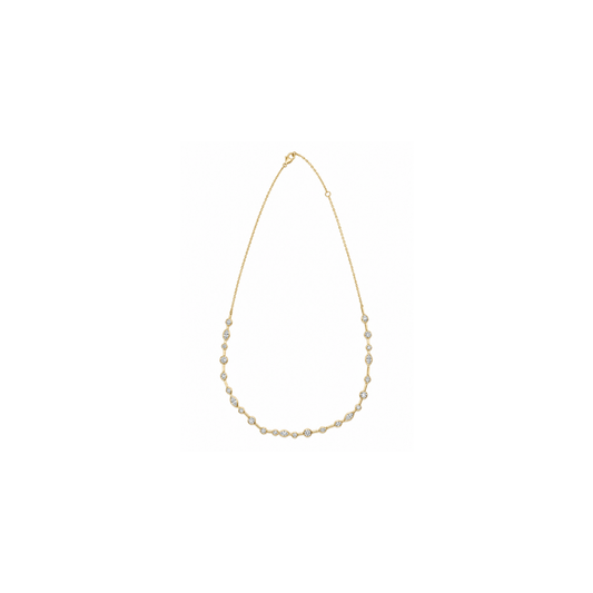 Alternating Pear and Round Diamond Bezel Necklace