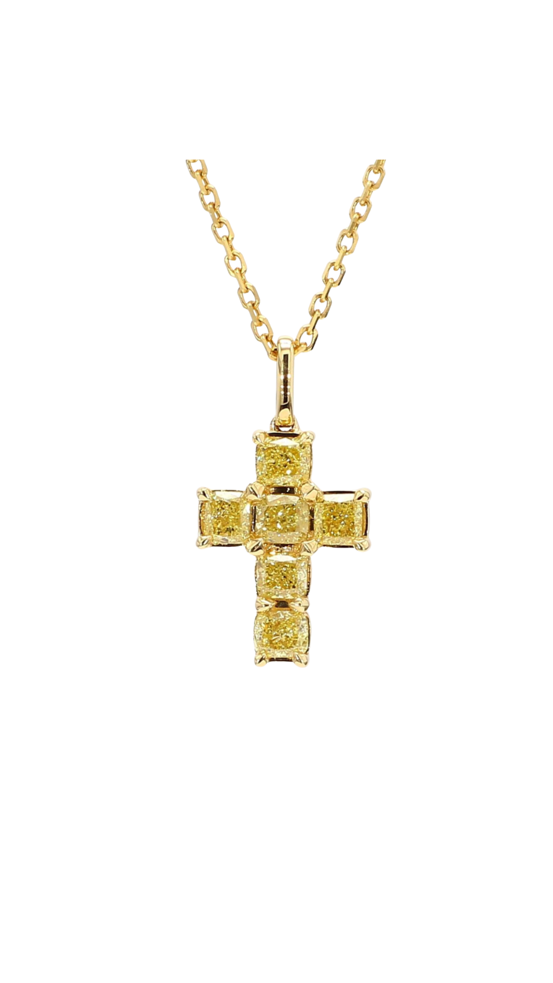 Yellow Diamond Cross Necklace