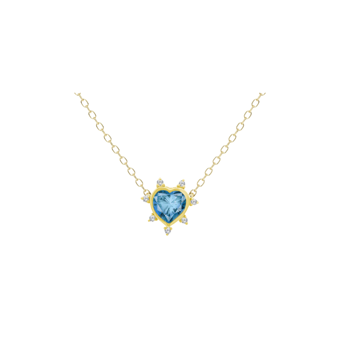 Starburst Gemstone Heart Necklace