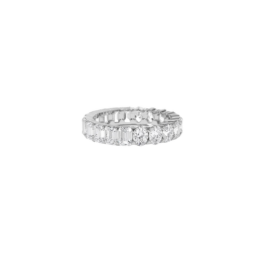 Half Oval & Half Emerald Eternity Band