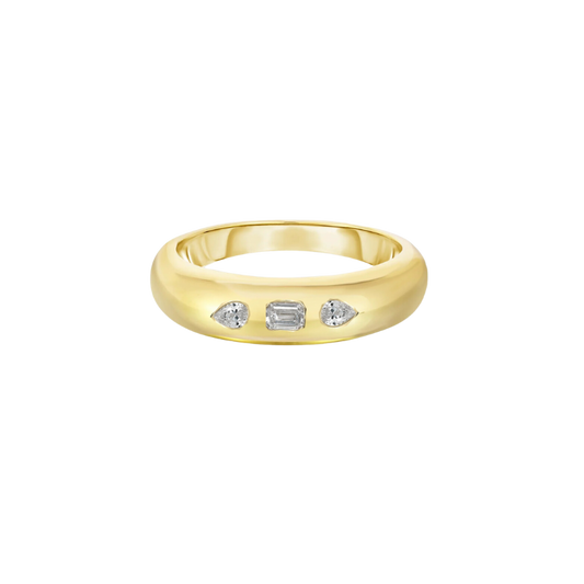 Diamond Three Stone Flush Set Ring