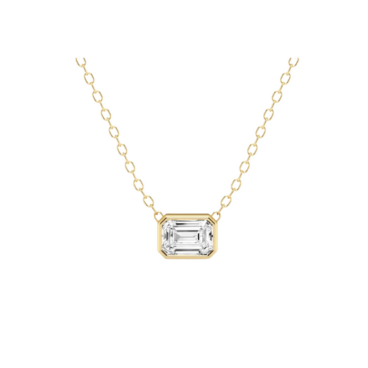 Bezel Emerald Diamond Necklace