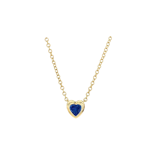 Bezel Set Gemstone Heart Necklace