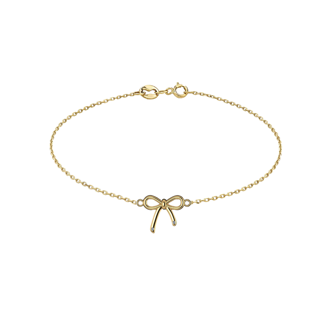 Gold and Diamond Bow Bracelet