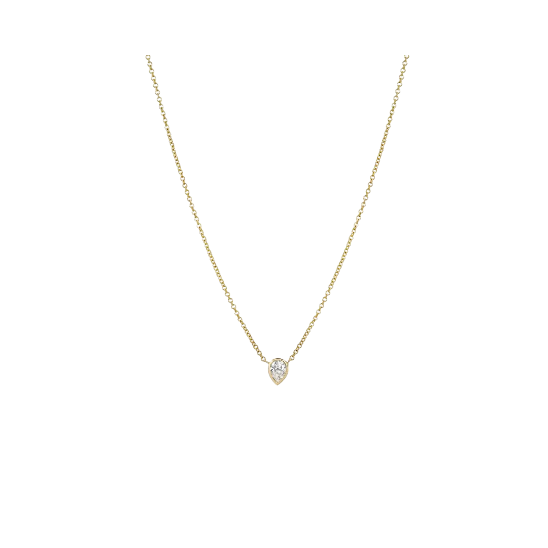Diamond Bezel Pear Necklace