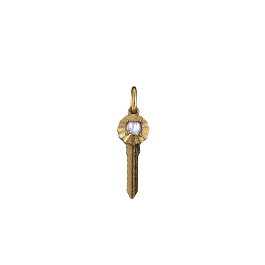 Pearl Scalloped Key Pendant