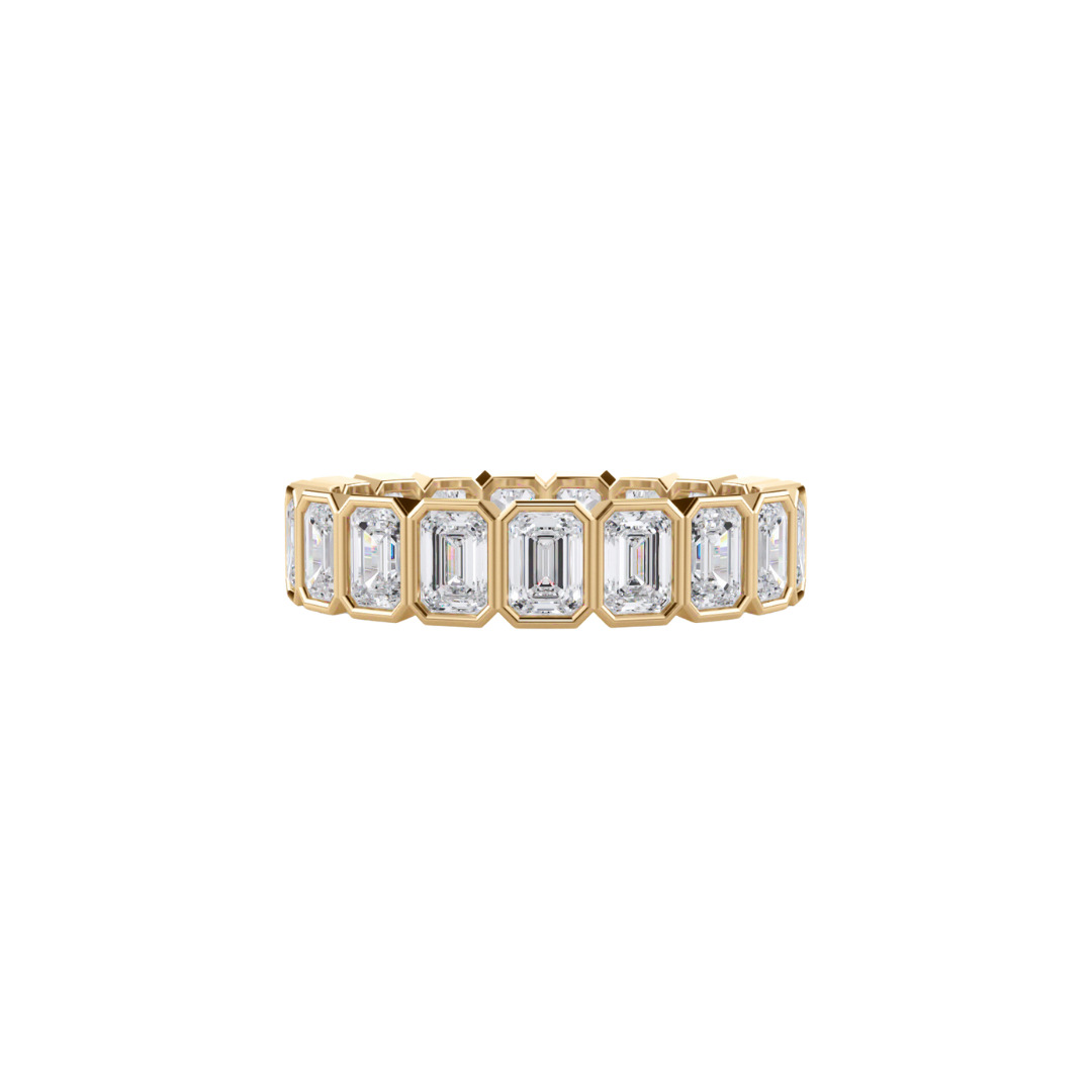 Emerald Cut Diamond Bezel Eternity Band