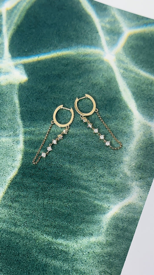Prong & Chain Drop from Diamond Hoop – Henri Noël