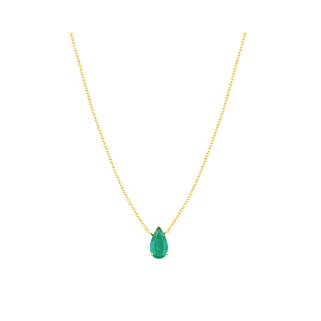 Prong Set Emerald Pear-Cut Necklace – Henri Noël