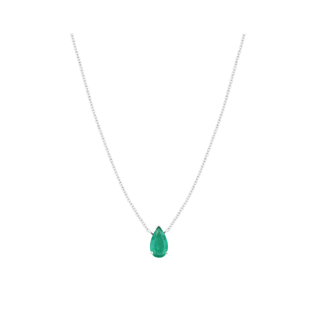 Prong Set Emerald Pear-Cut Necklace – Henri Noël