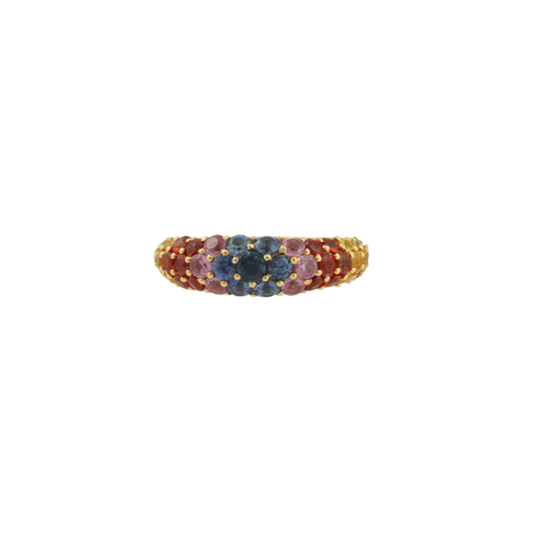 Rainbow Pavė Dome Ring