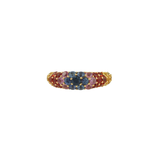 Rainbow Pavė Dome Ring